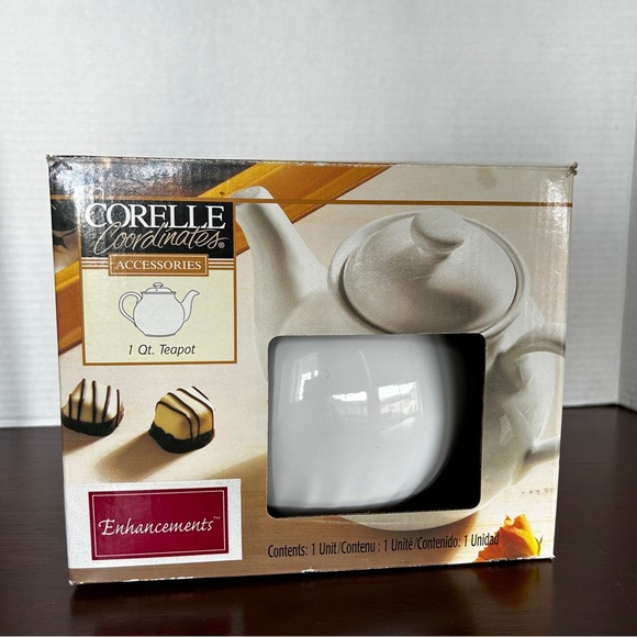 Corelle Coordinates Stoneware White Swirl Teapot Enhancements Pattern - Picture 3 of 16